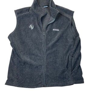 Columbia Mens Fleece Vest XXL Gray Fleece Full-Zip Embroidered SG